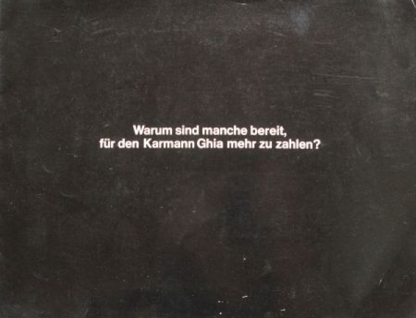 Volkswagen Karmann Ghia "Warum für den Karmann mehr bezahlen?" 1969 Automobilprospekt (9141)